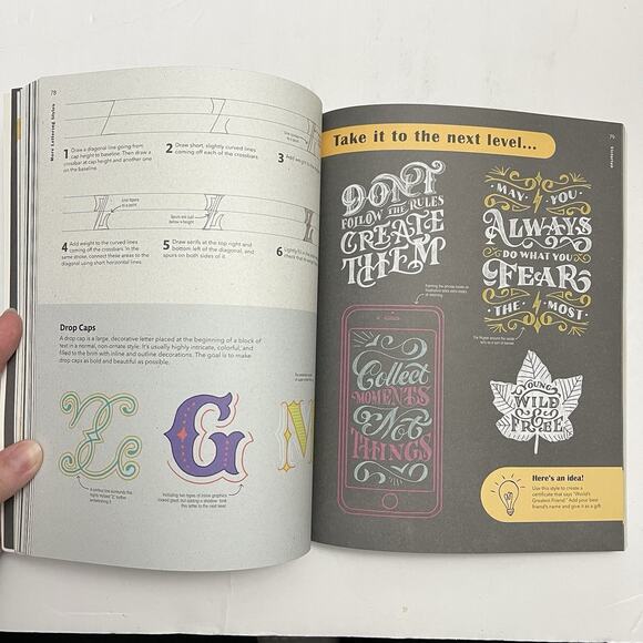 Awesome Book of Hand and Chalk Lettering Paperback How To Book by Dina Rodriguez - Picture 6 of 9